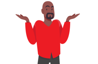 Vector image of a man in a red shirt shrugging