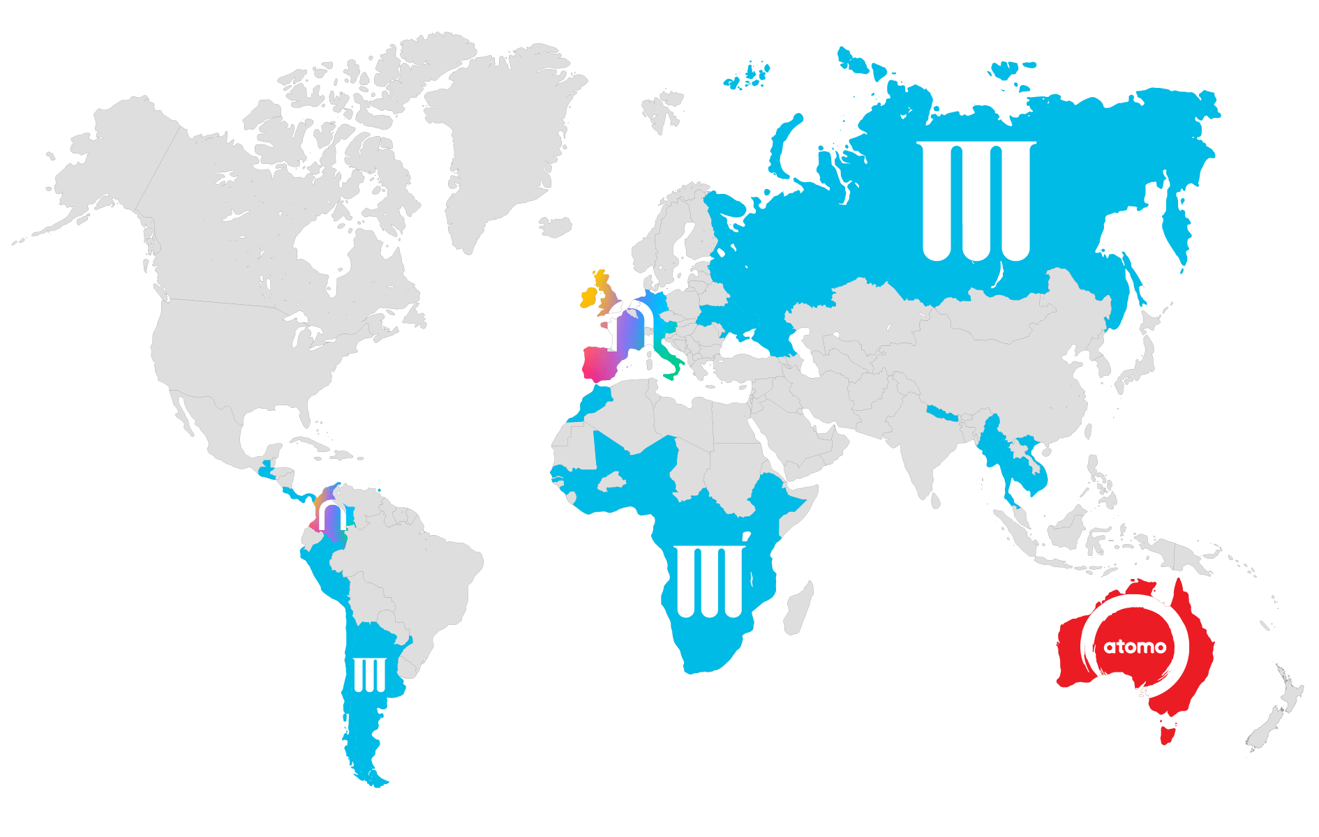 World map with highlighted countries.