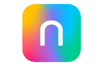 rounded square rainbow logo with letter n in the middle